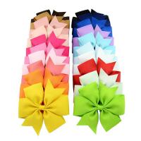 Alligator Hair Clip Grosgrain Ribbon with Polyester & Iron Bowknot platinum color plated for children 56mm Sold By Lot