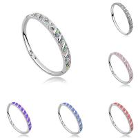 Tibetan Style Bangle, platinum color plated, for woman & with rhinestone, more colors for choice, lead & cadmium free, 52x58mm, Inner Diameter:Approx 60mm, Length:Approx 7.5 Inch, Sold By PC