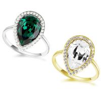 Crystal finger ring, Zink Alloy, med Kristall, Dropp, plated, för kvinna & fasetterad & med strass, fler färger för val, leda & kadmiumfri, 18x14mm, Storlek:6-9, Säljs av PC