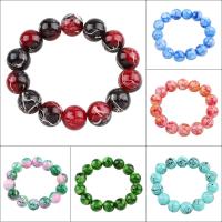 Bracelet de perles de verre, Rond, Banc de tréfilage, plus de couleurs à choisir, 14mm, Longueur:Environ 7.5 pouce, 50Strandstoron/sac, Vendu par sac