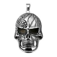 Roestvrij staal Skull Hangers, Schedel, Halloween Jewelry Gift & zwart maken, 42x68x20mm, Gat:Ca 7.5x10.2mm, Verkocht door PC