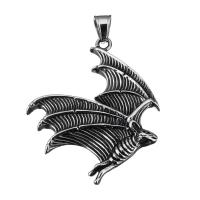 Stainless Steel Animal Pendants, Bat, blacken, 48x58x5mm, Hole:Approx 7.4x8.9mm, Sold By PC