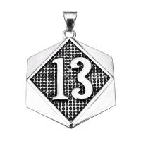 Nerezová ocel Šperky Přívěsky, Nerez, s číslem vzoru & černat, 41x52x4.50mm, Otvor:Cca 6.6x9.5mm, Prodáno By PC
