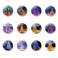 Glass, with Magnetic Hematite, Flat Round, Christmas Design & time gem jewelry & different designs for choice & decal, 30x8mm, 10PCs/Bag, Sold By Bag