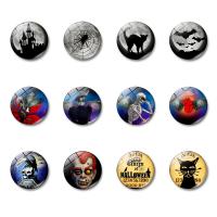 Fridge Magnets Glass with Magnetic Hematite Flat Round time gem jewelry & Halloween Jewelry Gift & decal Sold By Bag