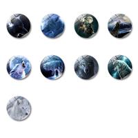 Fridge Magnets, Glass, with Magnetic Hematite, Flat Round, time gem jewelry & different designs for choice & decal, 30x8mm, 10PCs/Bag, Sold By Bag