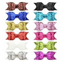 Alligator Hair Clip, Cotton, with Plastic Sequin & Iron, Bowknot, platinum color plated, for children, more colors for choice, 95mm, 10PCs/Lot, Sold By Lot