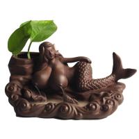 Backflow Incense Burner, Purple Clay, Mermaid, different styles for choice, 90x175x80mm, Sold By PC