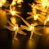 LED Globe and Starry Fairy Lights Decorative Wire Lights Strings Lights, ABS Plastic, Dragonfly, solar powered & waterproof, more colors for choice, 82x50mm, Sold Per Approx 4.8 m Strand
