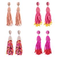 Fashion Fringe Earrings Zinc Alloy with Glass Seed Beads brass post pin gold color plated for woman nickel lead & cadmium free Sold By Pair