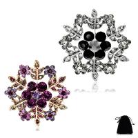 Rhinestone Brooch Zinc Alloy with Velveteen Snowflake plated for woman & with rhinestone nickel lead & cadmium free Sold By PC