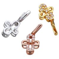 Brass Pinch Bail Flower plated with cubic zirconia 19mm 0.5mm Sold By Lot