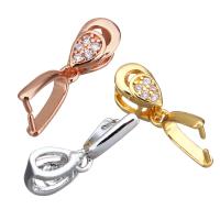 Brass Pinch Bail Teardrop plated with cubic zirconia 16mm 0.5mm Sold By Lot