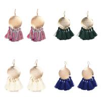 Fashion Fringe Earrings, Tibetan Style, with Cotton Cord, rose gold color plated, for woman, more colors for choice, nickel, lead & cadmium free, 40x85mm, Sold By Pair