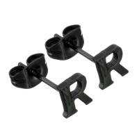 Stainless Steel Stud Earrings Letter black ionic Unisex 3.5-7x6-6.5mm Sold By Pair