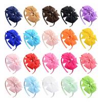 Hair Bands, Grosgrain Ribbon, with Satin Ribbon, Bowknot, for children, more colors for choice, 10mm, 105mm, 10PCs/Lot, Sold By Lot