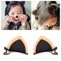 Alligator Hair Clip Felt with Grosgrain Ribbon & Iron platinum color plated for children & colorful powder 50mm Sold By Lot