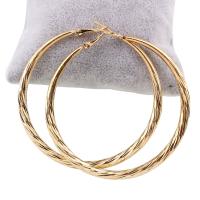 Tibetan Style Hoop Earring, stainless steel post pin, Donut, gold color plated, for woman, lead & cadmium free, 60x62x4mm, Sold By Pair