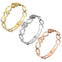 Stainless Steel Bangle, Heart, plated, for woman & with rhinestone, more colors for choice, 12mm, Inner Diameter:Approx 57x49mm, Sold By PC