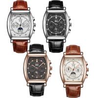 TEVISE® Watch Collection, Kohud, med Glas & ROSTFRITT STÅL, plated, 30M vattentät & stem-winder & justerbar & för människan, fler färger för val, 44x15mm, Längd Ca 9.4 inch, Säljs av PC