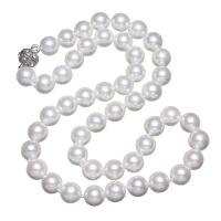 South Sea Shell náhrdelník, mosaz magnetické zavírání, Kolo, přírodní, pro ženy & s drahokamu, bílý, 10mm, Prodáno za Cca 17.5 inch Strand