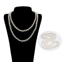 Пресноводные перлы ожерелье цепи свитера, Пресноводные жемчуги, Форма картофеля, натуральный, разные стили для выбора & Женский, белый, 8-10mm, продается Strand