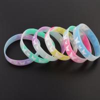 Rubber Bracelet, Unisex, mixed colors, 12mm, Hole:Approx 1mm, Length:Approx 7 Inch, 10Strands/Bag, Sold By Bag