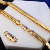 Collar de cadena de latón, metal, chapado en oro de 18 K, unisexo & cadena de la serpiente, libre de níquel, plomo & cadmio, 7mm, Vendido para aproximado 19.5 Inch Sarta