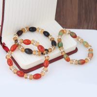 Agate Jewelry Bracelet, with Crystal, for woman & faceted, more colors for choice, 175x8mm, Sold Per Approx 6.5 Inch Strand