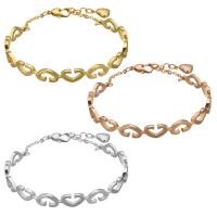 Stainless Steel Jewelry Bracelet, with 1Inch extender chain, Heart, plated, oval chain & for woman, more colors for choice, 7mm, Sold Per Approx 8 Inch Strand