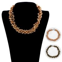 Perlas cultivadas de agua dulce collar, con metal, Botón, diferentes estilos para la opción & para mujer, Vendido para aproximado 16.5 Inch Sarta