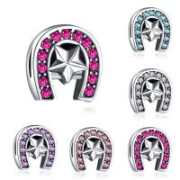 Zinc Alloy European Beads Horseshoes platinum color plated without troll & with rhinestone lead & cadmium free Approx 4-4.5mm Sold By Bag