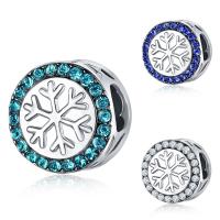 Zinc Alloy European Beads Flat Round platinum color plated without troll & with rhinestone lead & cadmium free 10-15mm Approx 4-4.5mm Sold By Bag