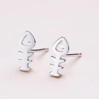 Brass Stud Earring, Fish Bone, thick 925 sterling silver plated, different styles for choice & for woman, nickel, lead & cadmium free, Sold By Pair