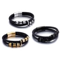 Men Bracelet Titanium Steel with Leather plated for man 14mm Sold Per Approx 8.5 Inch Strand