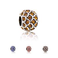 Zinc Alloy European Beads plated brass single core without troll & with rhinestone Approx 4.5-5mm Sold By Lot