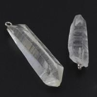 quartz clair Pendentif, 11x33x8.5mm-15x38x2mm, Trou:Environ 2mm, 5PC/sac, Vendu par sac