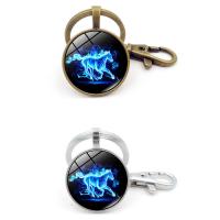 Fashion Time Gem Keychain Key Ring, Tibetan Style, with iron ring & Glass, Flat Round, plated, time gem jewelry & Unisex & decal, lead & cadmium free, 25x92mm, Sold By PC