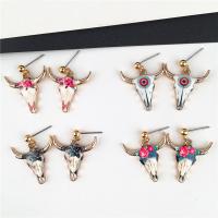 Zinc Alloy Drop Earring Horn gold color plated & for woman & enamel nickel lead & cadmium free Sold By Pair