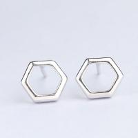 Brass Stud Earring, Hexagon, thick 925 sterling silver plated, different styles for choice & for woman, nickel, lead & cadmium free, Sold By Pair