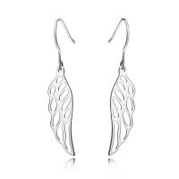 925 Sterling Silver Drop Earring, Wing Shape, plated, for woman & hollow, more colors for choice, nickel, lead & cadmium free, 8x41mm, Sold By Pair