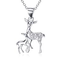 Cubic Zircon Micro Pave 925 Sterling Silver Necklace, Deer, platinum plated, oval chain & micro pave cubic zirconia & for woman & hollow, nickel, lead & cadmium free, Sold Per Approx 18 Inch Strand
