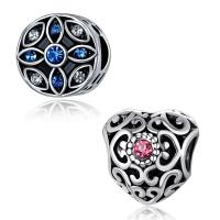 Zinc Alloy European Beads antique silver color plated & without troll & with rhinestone lead & cadmium free 10-15mm Approx 4-4.5mm Sold By Bag