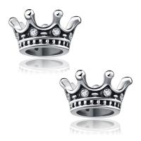 Zinc Alloy European Beads Crown antique silver color plated without troll & with rhinestone lead & cadmium free 8-12mm Approx 4-4.5mm Sold By Bag