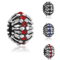 Zinc Alloy European Beads Drum antique silver color plated without troll & with rhinestone lead & cadmium free 8-12mm Approx 4-4.5mm Sold By Bag