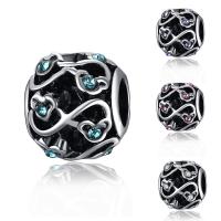 Zinc Alloy European Beads Drum antique silver color plated & without troll & with rhinestone lead & cadmium free 8-12mm Approx 4-4.5mm Sold By Bag