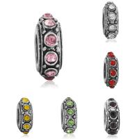 Tibetan Style European Beads, Rondelle, antique silver color plated, without troll & with rhinestone, more colors for choice, lead & cadmium free, 4-12mm, Hole:Approx 4-4.5mm, 20PCs/Bag, Sold By Bag