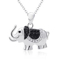 925 Sterling Silver Necklaces Elephant platinum plated oval chain & for woman & with rhinestone & hollow nickel lead & cadmium free Sold Per Approx 18 Inch Strand