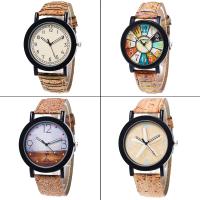 Unisex Wrist Watch PU Leather with Glass & Zinc Alloy stainless steel pin buckle black ionic Life water resistant & adjustable Length Approx 8.5 Inch Sold By PC