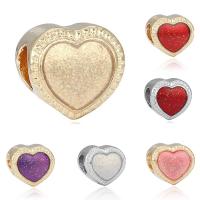 Tibetan Style European Beads, Heart, plated, without troll & enamel, more colors for choice, lead & cadmium free, 10-12mm, Hole:Approx 4-4.5mm, 20PCs/Bag, Sold By Bag